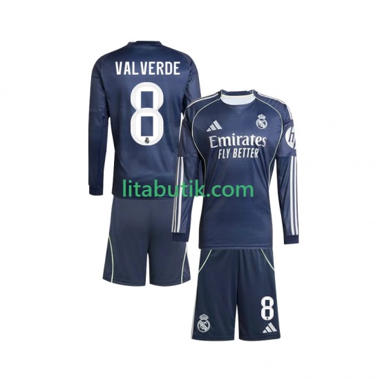 Real Madrid Valverde 8 Barn Borta Fotbollströja 2025-2026 Långärmad
