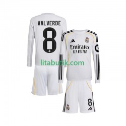 Real Madrid Valverde 8 Barn Hemma Fotbollströja 2025-2026 Långärmad