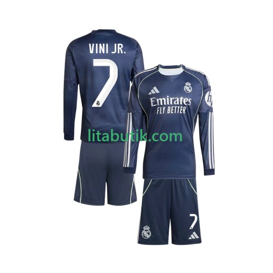 Real Madrid Vinicius Junior 7 Barn Borta Fotbollströja 2025-2026 Långärmad