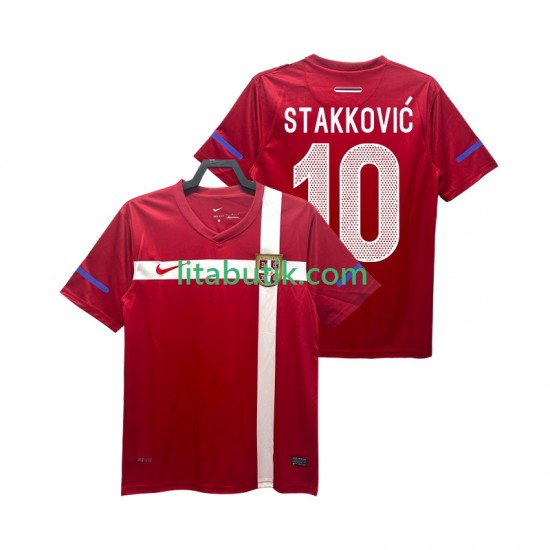 Serbien STAKKOVIC 10 Retro Män Hemma Fotbollströja 2010 Kortärmad