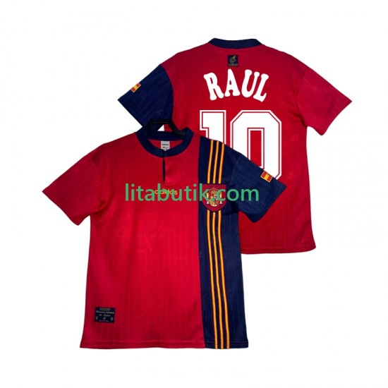 Spanien RAUL 10 1996 Retro Män Hemma Fotbollströja Kortärmad