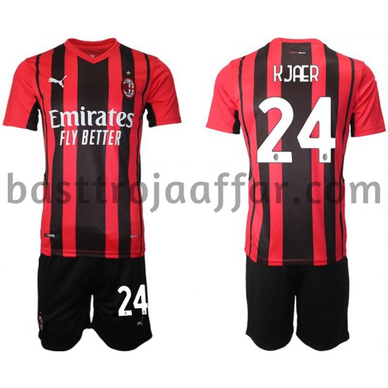 AC Milan Simon Kjaer 24 Barn Hemma Fotbollströja 2021-2022 Kortärmad