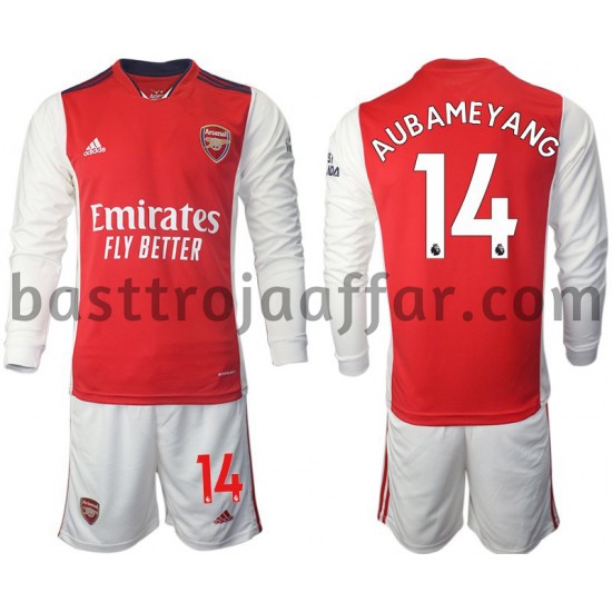 Arsenal Aubameyang 14 Barn Hemma Fotbollströja 2021-2022 Långärmad
