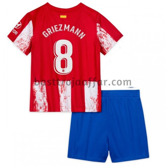 Atlético Madrid Antoine Griezmann 8 Barn Hemma Fotbollströja 2021-2022 Kortärmad