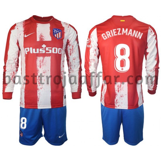 Atlético Madrid GRIEZMANN 8 Barn Hemma Fotbollströja 2021-2022 Långärmad