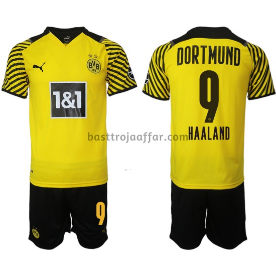 Borussia Dortmund Erling Haaland 9 Barn Hemma Fotbollströja 2021-2022 Kortärmad