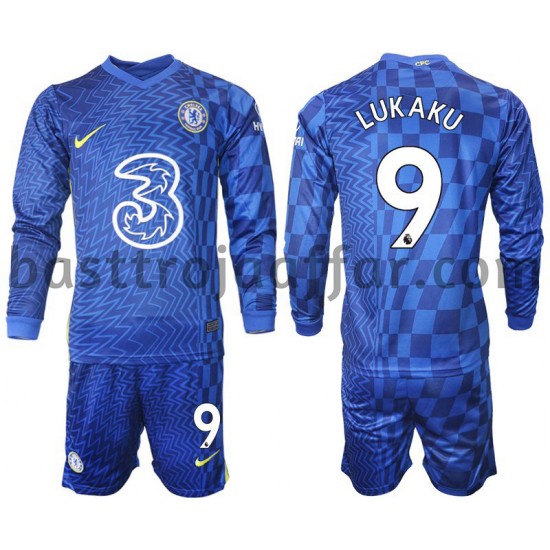 Chelsea LUKAKU 9 Barn Hemma Fotbollströja 2021-2022 Långärmad