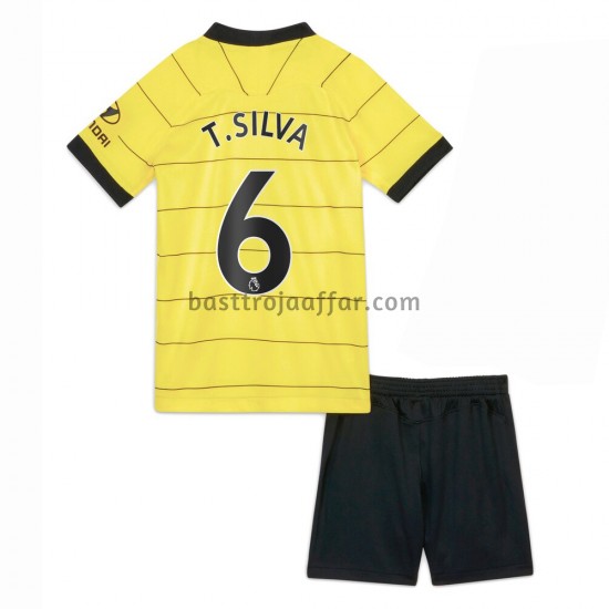 Chelsea Thiago Silva 6 Barn Borta Fotbollströja 2021-2022 Kortärmad