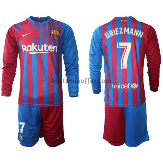 FC Barcelona Antoine Griezmann 7 Barn Hemma Fotbollströja 2021-2022 Långärmad