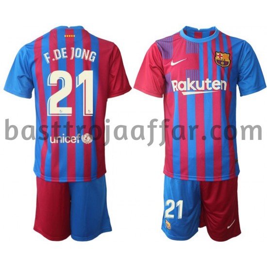 FC Barcelona Frenkie de Jong 21 Barn Hemma Fotbollströja 2021-2022 Kortärmad