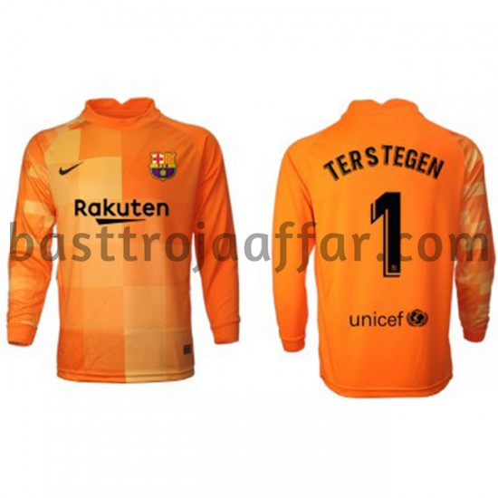 FC Barcelona Målvakt Ter Stegen 1 Hemma Fotbollströja 2021-2022 Långärmad