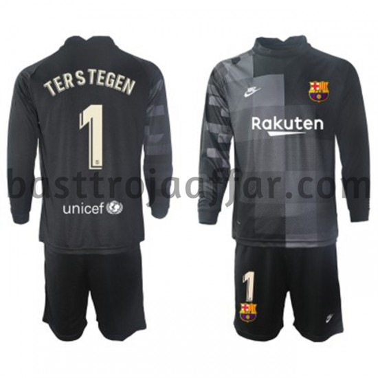 FC Barcelona Målvakt Ter Stegen 1 Barn Borta Fotbollströja 2021-2022 Långärmad