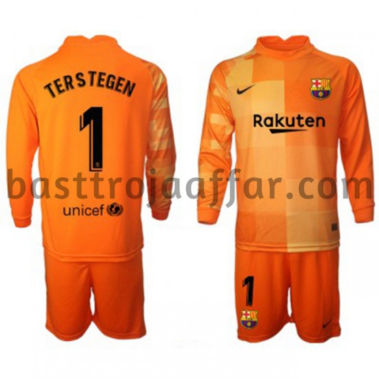 FC Barcelona Målvakt Ter Stegen 1 Barn Hemma Fotbollströja 2021-2022 Långärmad