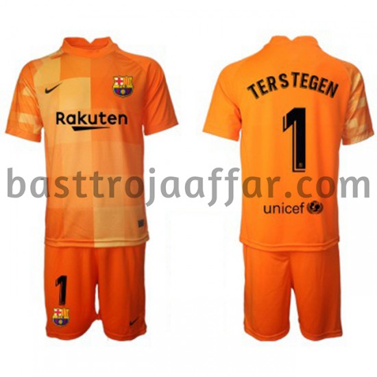 FC Barcelona Målvakt Ter Stegen 1 Barn Hemma Fotbollströja 2021-2022 Kortärmad