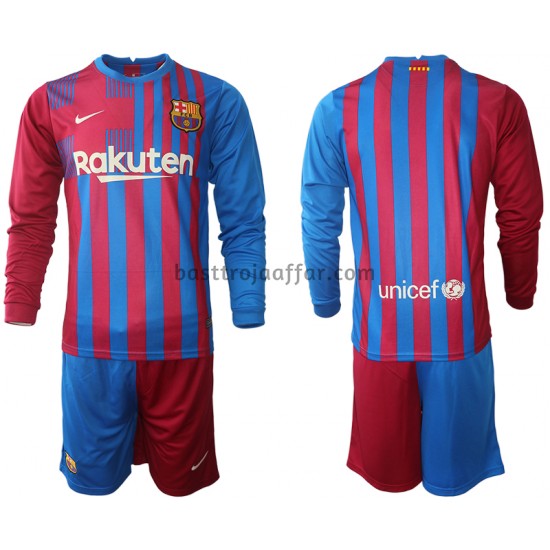 FC Barcelona Barn Hemma Fotbollströja 2021-2022 Långärmad