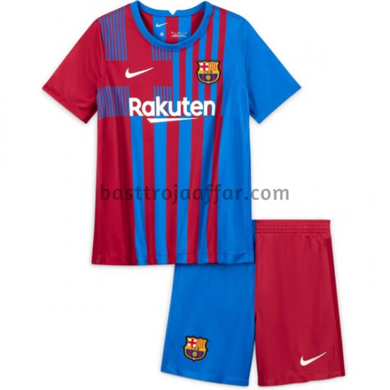 FC Barcelona Barn Hemma Fotbollströja 2021-2022 Kortärmad