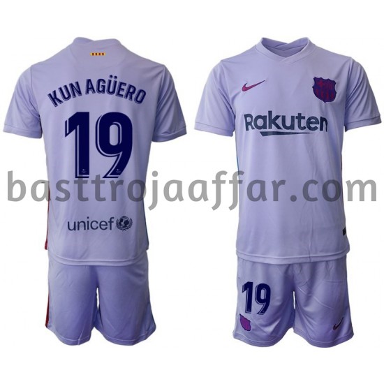 FC Barcelona Kun Agüero 19 Barn Borta Fotbollströja 2021-2022 Kortärmad