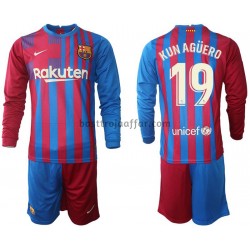 FC Barcelona Kun Agüero 19 Barn Hemma Fotbollströja 2021-2022 Långärmad