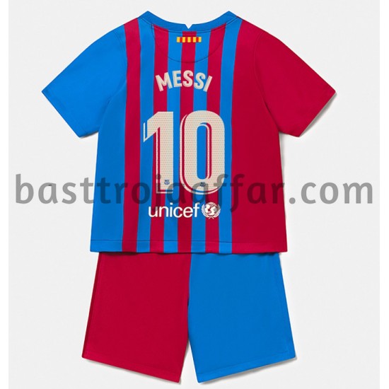 FC Barcelona Lionel Messi 10 Barn Hemma Fotbollströja 2021-2022 Kortärmad