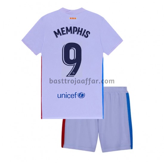FC Barcelona Memphis Depay 9 Barn Borta Fotbollströja 2021-2022 Kortärmad