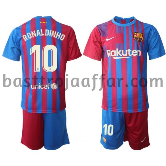 FC Barcelona Ronaldinho 10 Barn Hemma Fotbollströja 2021-2022 Långärmad