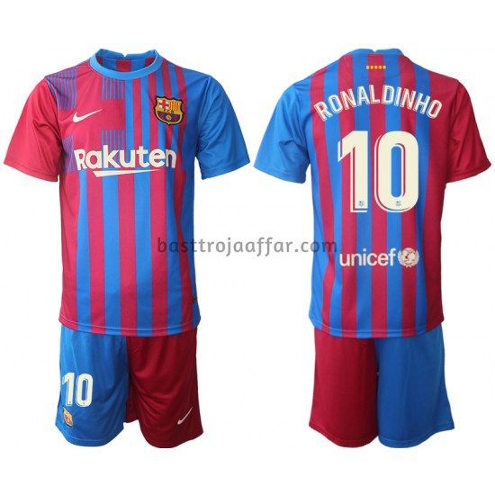 FC Barcelona Ronaldinho 10 Barn Hemma Fotbollströja 2021-2022 Kortärmad