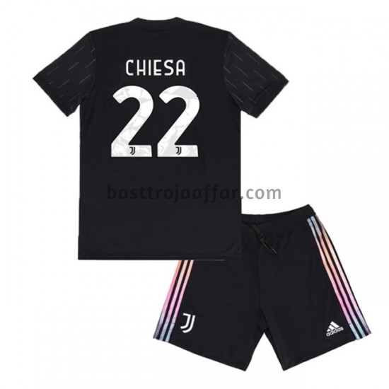 Juventus Federico Chiesa 22 Barn Borta Fotbollströja 2021-2022 Kortärmad