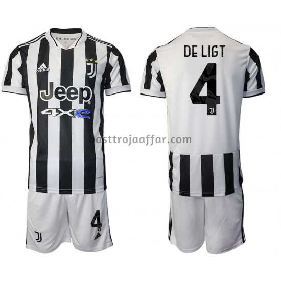 Juventus Matthijs de Ligt 4 Barn Hemma Fotbollströja 2021-2022 Kortärmad