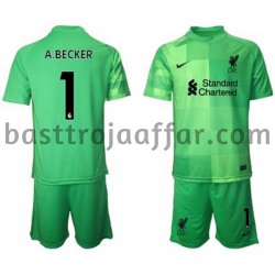 Liverpool Målvakt Alisson Becker 1 Barn Hemma Fotbollströja 2021-2022 Kortärmad