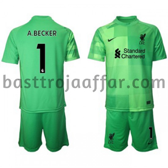 Liverpool Målvakt Alisson Becker 1 Barn Hemma Fotbollströja 2021-2022 Kortärmad