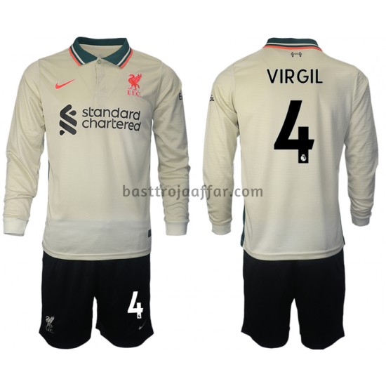 Liverpool Virgil van Dijk 4 Barn Borta Fotbollströja 2021-2022 Långärmad