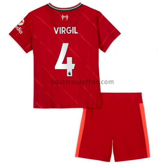 Liverpool Virgil van Dijk 4 Barn Hemma Fotbollströja 2021-2022 Kortärmad
