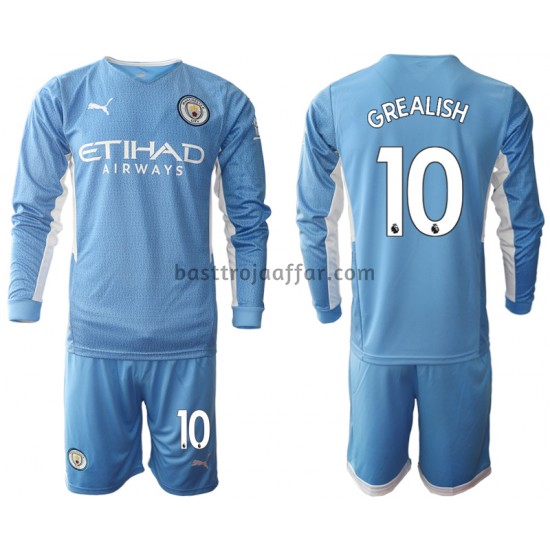 Manchester City Jack Grealish 10 Barn Hemma Fotbollströja 2021-2022 Långärmad