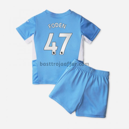 Manchester City Phil Foden 47 Barn Hemma Fotbollströja 2021-2022 Kortärmad