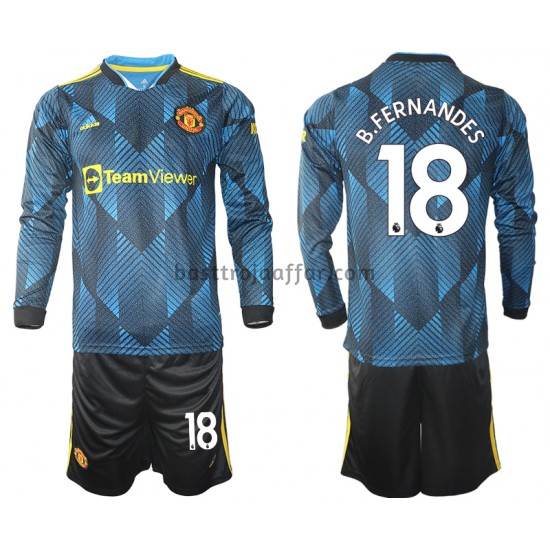 Manchester United Bruno Fernandes 18 Barn Tredje Fotbollströja 2021-2022 Långärmad