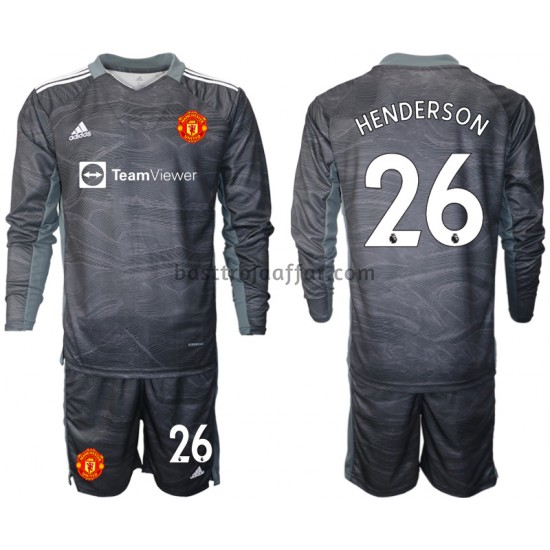 Manchester United Dean Henderson 26 Målvakt Barn Borta Fotbollströja 2021-2022 Långärmad