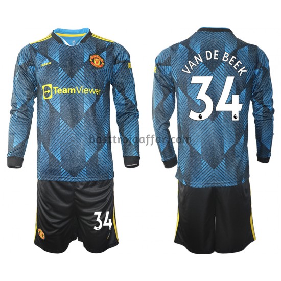 Manchester United Donny Van De Beek 34 Barn Tredje Fotbollströja 2021-2022 Långärmad