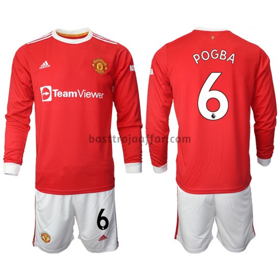 Manchester United Paul Pogba 6 Barn Hemma Fotbollströja 2021-2022 Långärmad