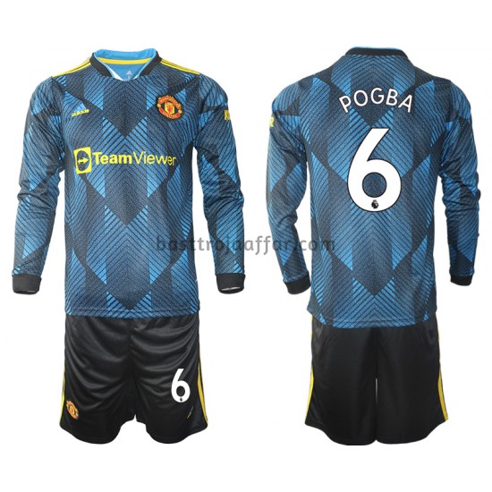 Manchester United Paul Pogba 6 Barn Tredje Fotbollströja 2021-2022 Långärmad