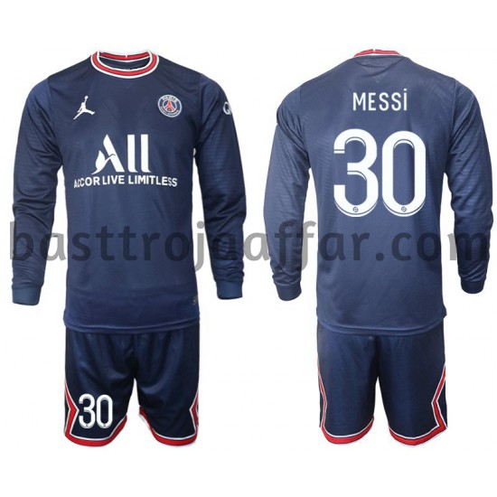 Paris Saint-Germain MESSI 30 Barn Hemma Fotbollströja 2021-2022 Långärmad