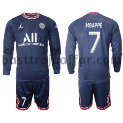Paris Saint-Germain Mbappé 7 Barn Hemma Fotbollströja 2021-2022 Långärmad