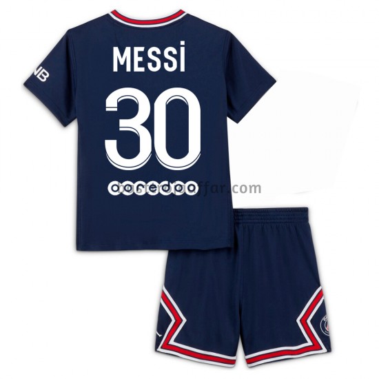 Paris Saint-Germain Lionel Messi 30 Barn Hemma Fotbollströja 2021-2022 Kortärmad