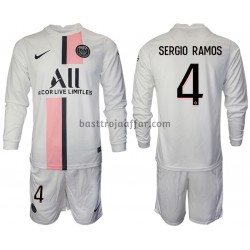 Paris Saint-Germain Sergio Ramos 4 Barn Borta Fotbollströja 2021-2022 Långärmad