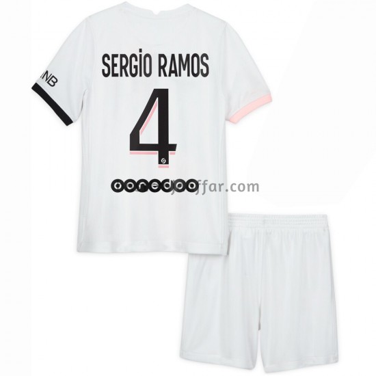 Paris Saint-Germain Sergio Ramos 4 Barn Borta Fotbollströja 2021-2022 Kortärmad
