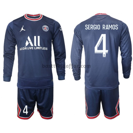 Paris Saint-Germain Sergio Ramos 4 Barn Hemma Fotbollströja 2021-2022 Långärmad