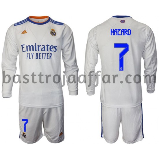 Real Madrid Hazard 7 Barn Hemma Fotbollströja 2021-2022 Långärmad