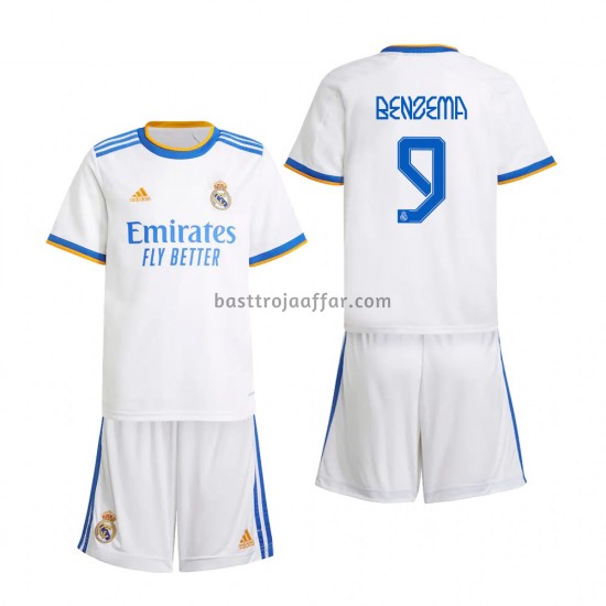 Real Madrid Karim Benzema 9 Barn Hemma Fotbollströja 2021-2022 Kortärmad