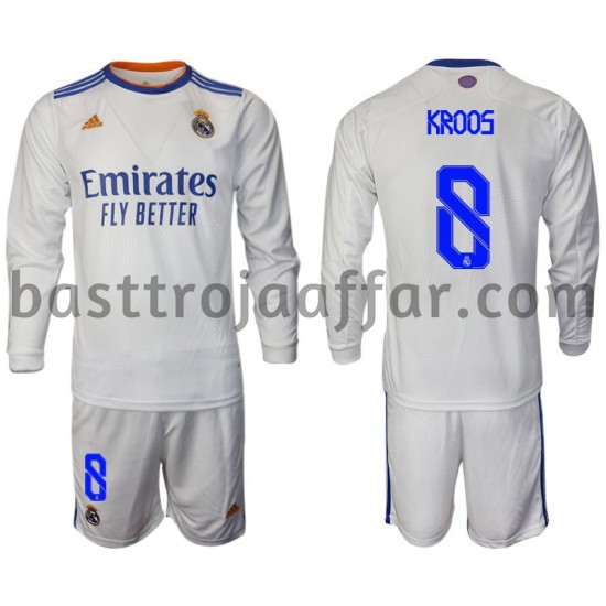 Real Madrid Kroos 8 Barn Hemma Fotbollströja 2021-2022 Långärmad