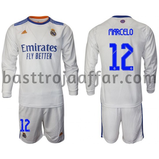 Real Madrid Marcelo 12 Barn Hemma Fotbollströja 2021-2022 Långärmad