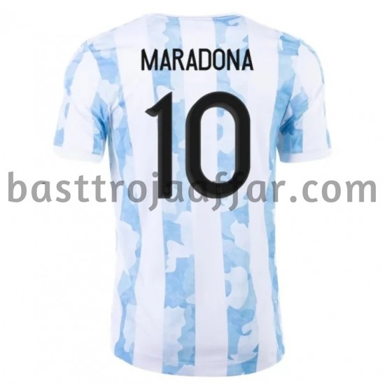 Argentina Maradona 10 Hemma Fotbollströja 2021 Kortärmad